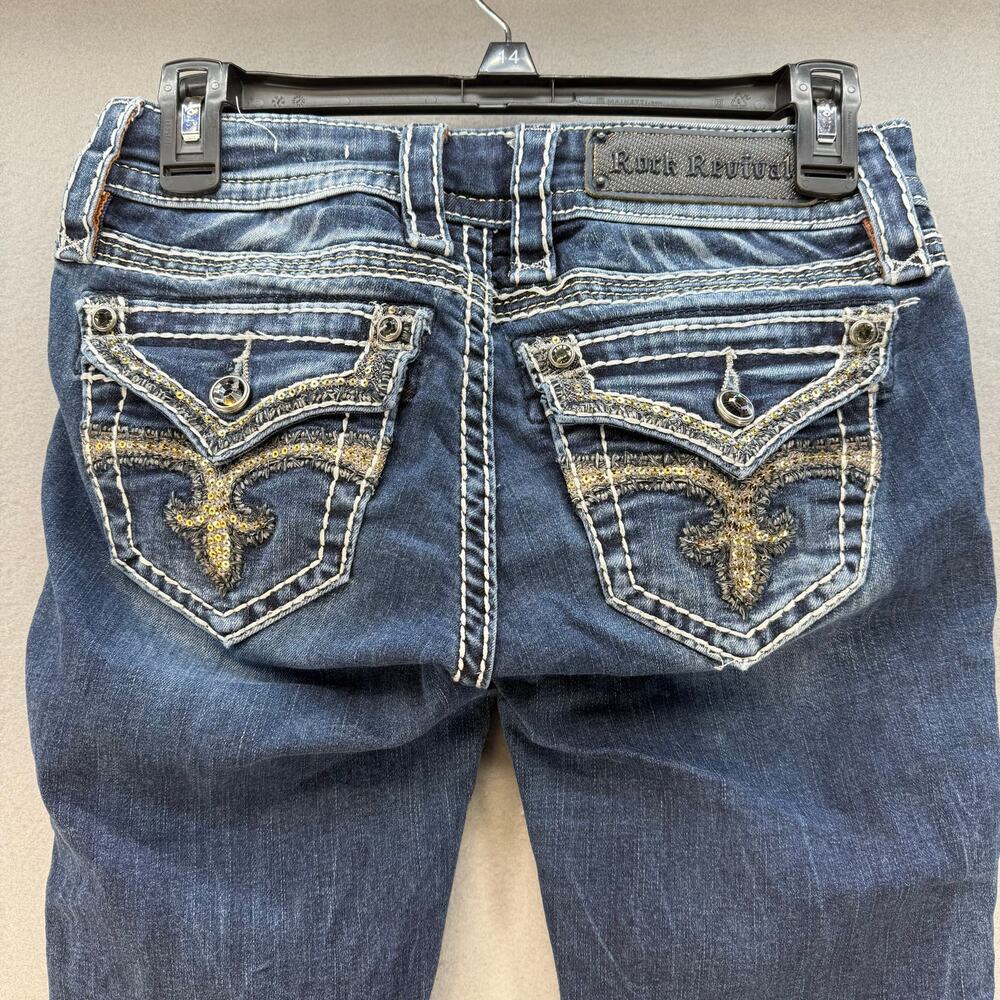 Rock Revival Jeans Women's 25 (2) Dark Blue Skinny Noelle Preppy Normcore Blingy